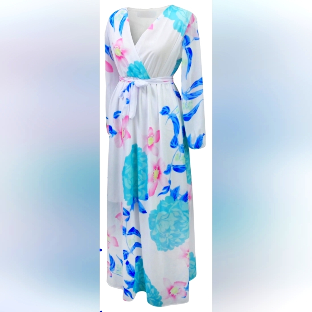 Floral Maxi Dress with Belt